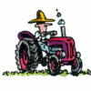 agricultor en un tractor